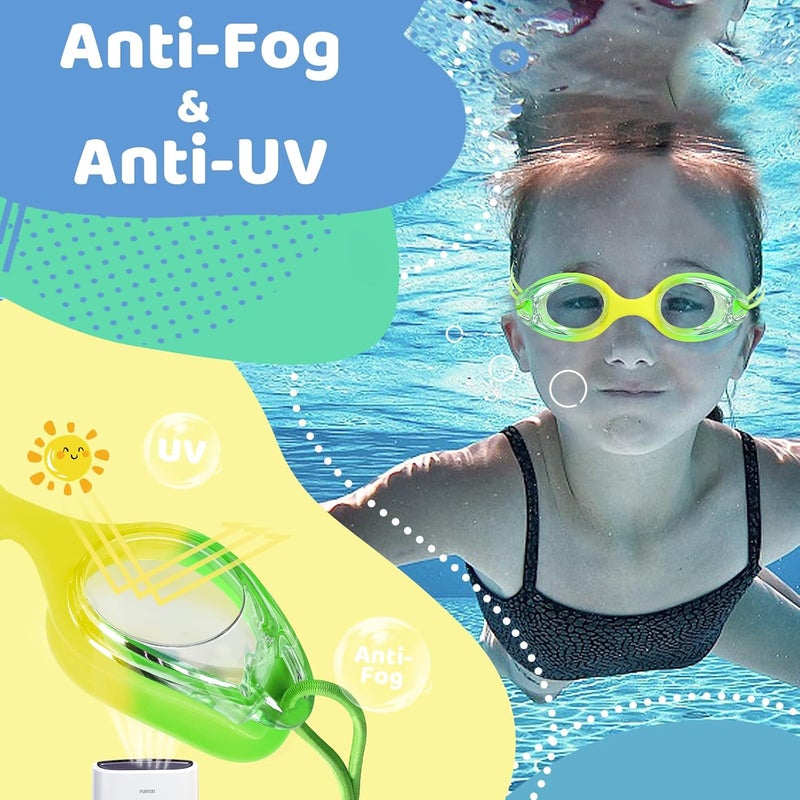 Vvinca Kids Swim Goggles with Bungee Strap No Leaking Anti Fog Toddler Goggles with Quick Adjust Ages 3-14 - Image 5